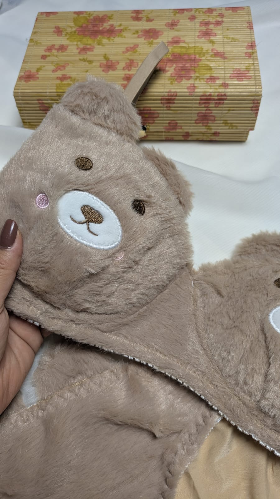 Inner Bazar brown teddy bear plush bra and panty set - worn by model 3