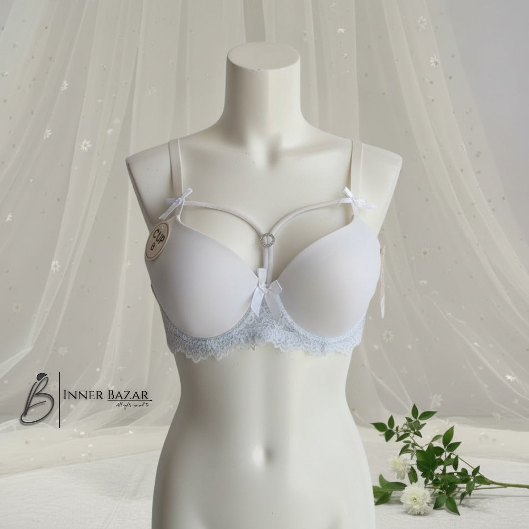 Inner Bazar padded bow lace bra - back view