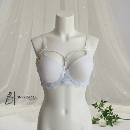 Inner Bazar padded bow lace bra - back view
