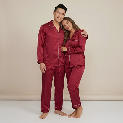 Inner Bazar wine red couple night suit - worn by couple