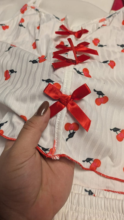 Inner Bazar heart print cami shorts night suit - close-up detail