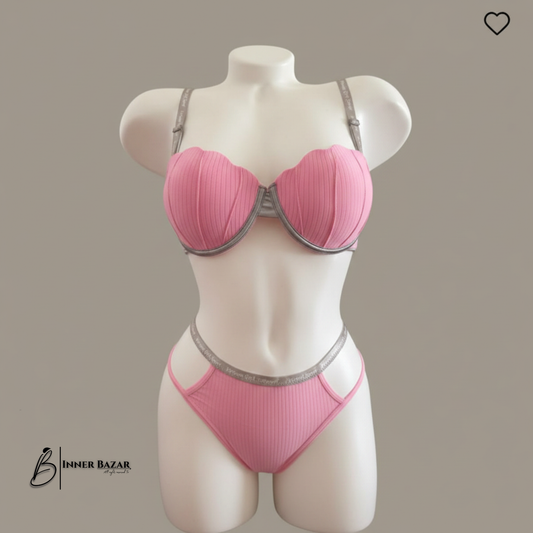 Inner Bazar ribbed underwire bra set - color options