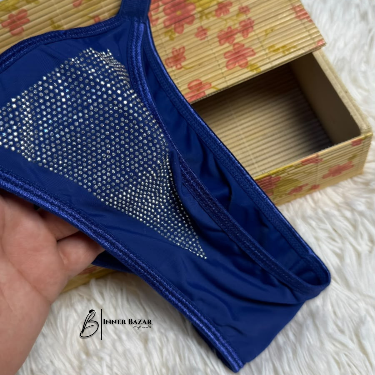 Elegant Mesh Thong Panty – Royal Blue