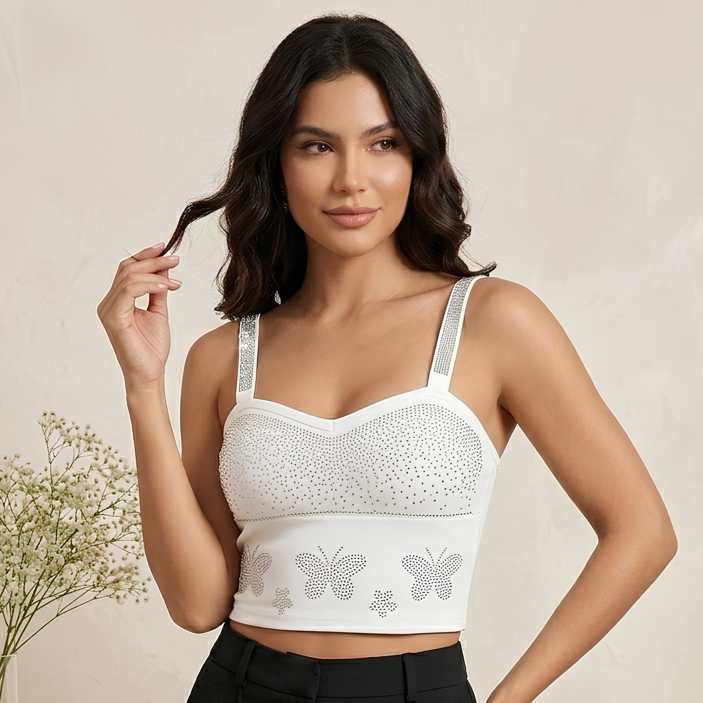 Inner Bazar rhinestone butterfly camisole - color option 3
