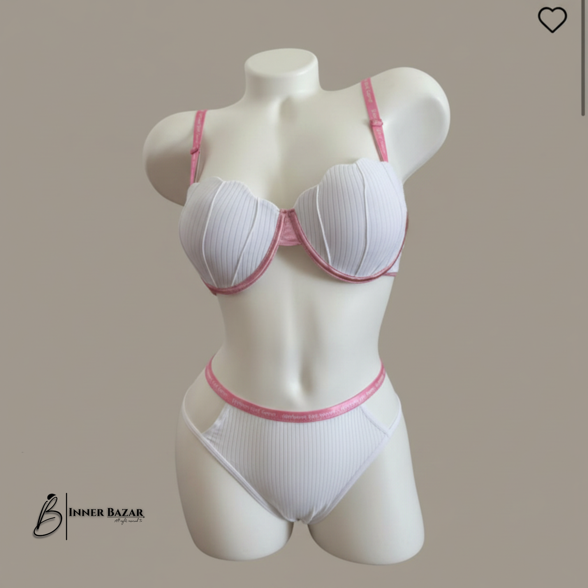Inner Bazar ribbed underwire bra set - back view
