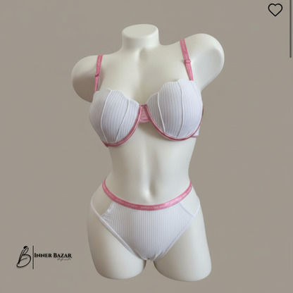 Inner Bazar ribbed underwire bra set - back view