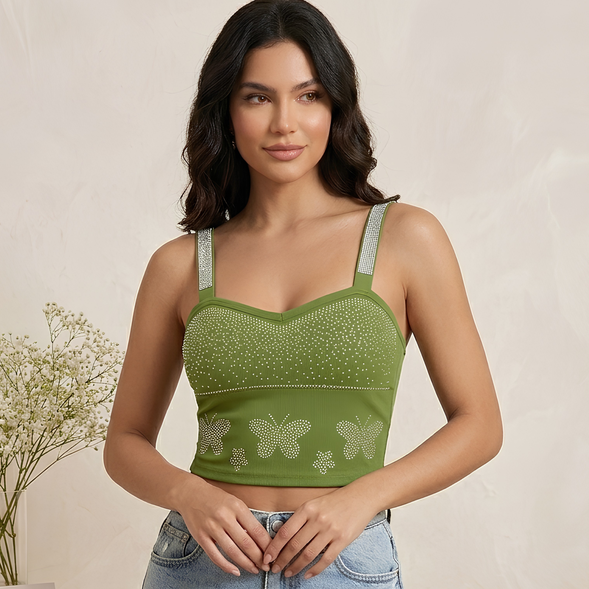 Inner Bazar rhinestone butterfly camisole - color option 4