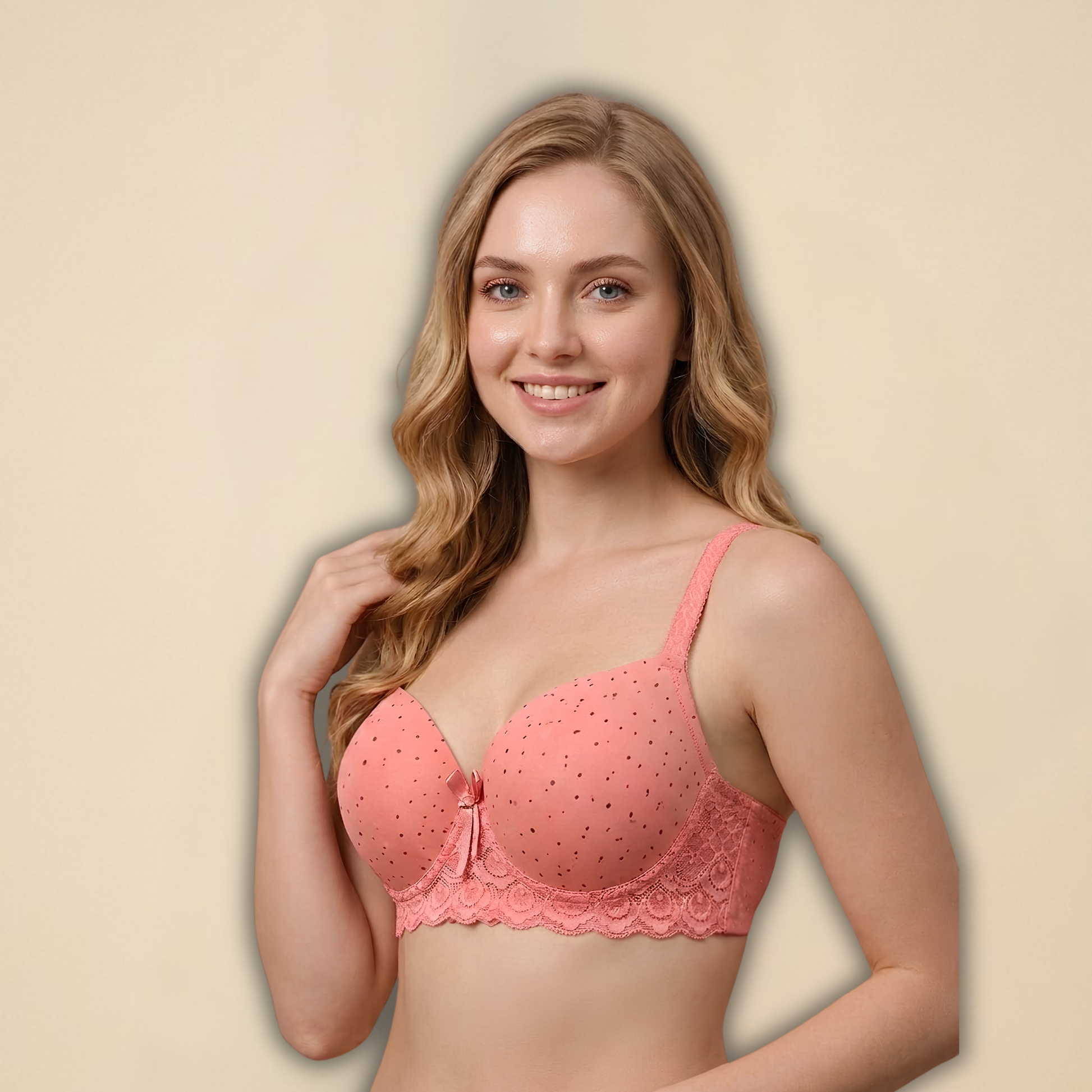 Inner Bazar blush dot padded bra - side view