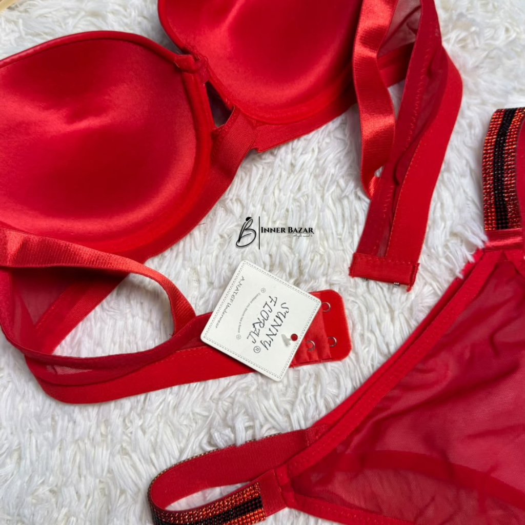 Luxury Red Satin Lingerie Set