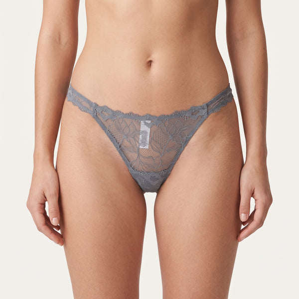 Grey Lace Thong Panty