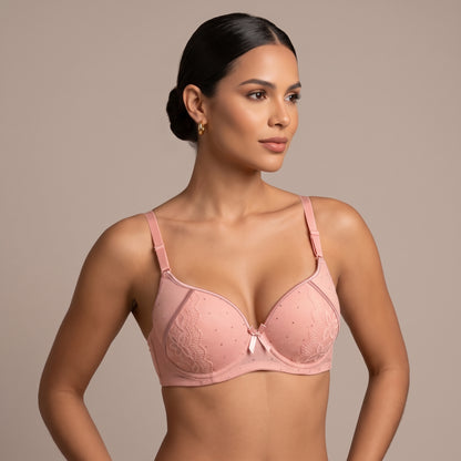 Ivory Bow Detail Lace Bra