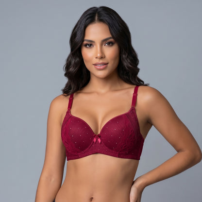 Ivory Bow Detail Lace Bra