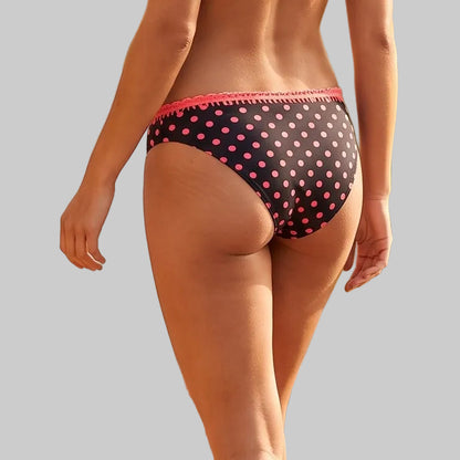 Polka Dot Bikini Panty with Lace Trim