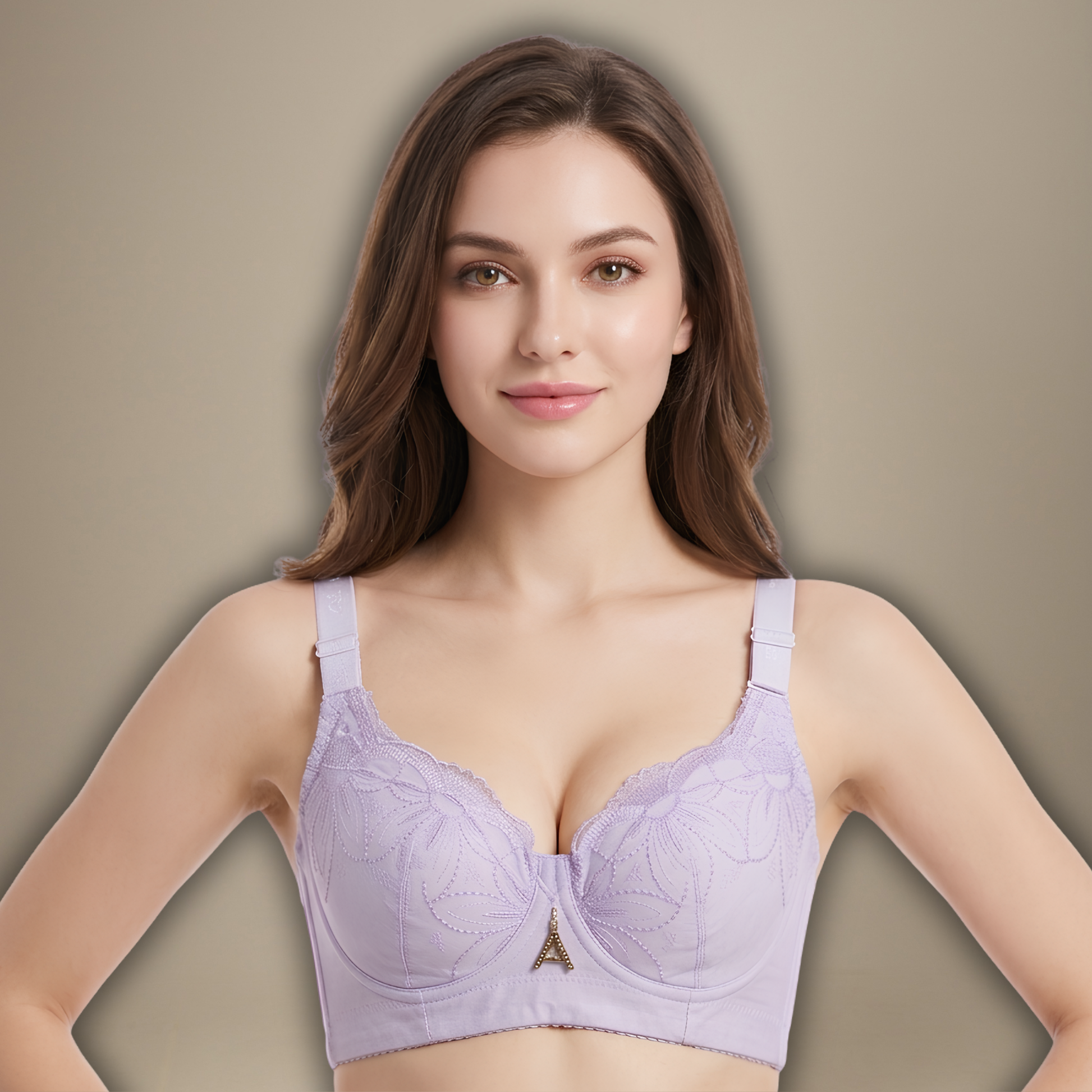 Inner Bazar lavender floral lace comfort bra - front view
