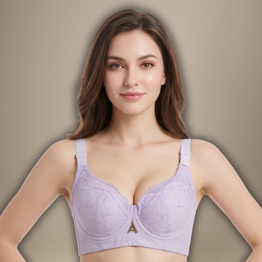 Inner Bazar lavender floral lace comfort bra - front view
