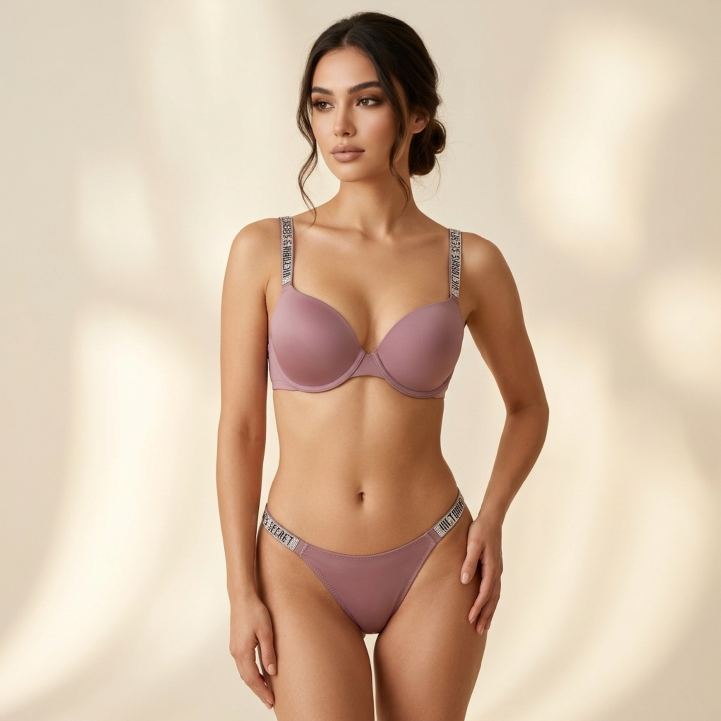 Inner Bazar crystal strap bra set - color options
