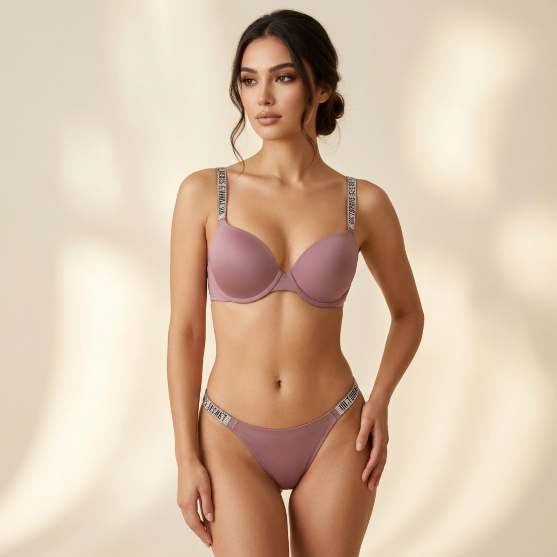 Inner Bazar crystal strap bra set - color options