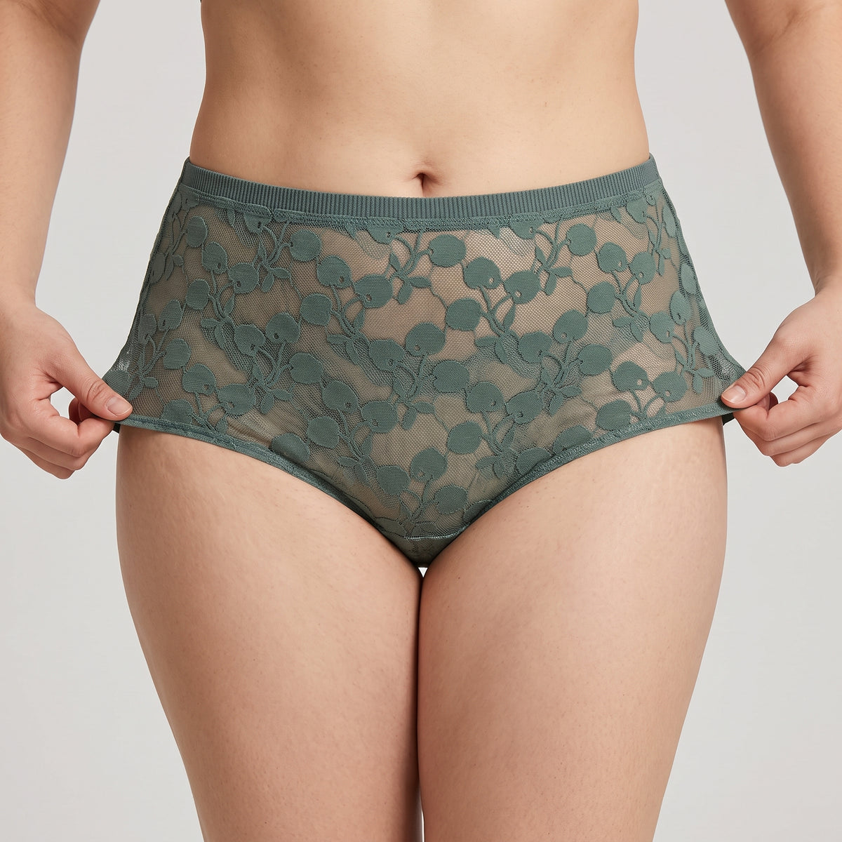 Women’s High-Waisted Floral Lace Brief Panties – Full Coverage