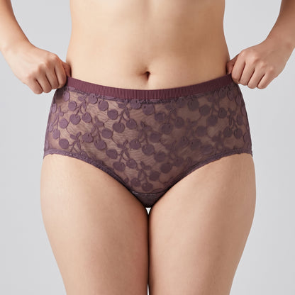 Women’s High-Waisted Floral Lace Brief Panties – Full Coverage