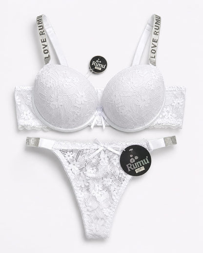 Inner Bazar elegant pushup lace bra and panty set - worn by model