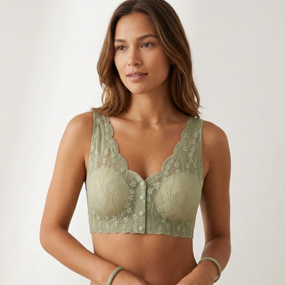 Lace Front Button Bra