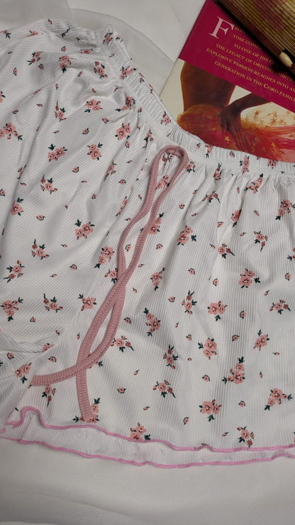 Inner Bazar pink lace cami shorts night suit - worn by model 3