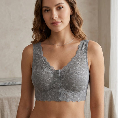 Lace Front Button Bra