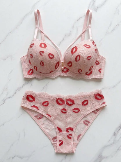Lip Print Bra & Panty Set