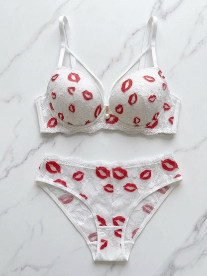 Lip Print Bra & Panty Set