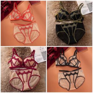 Lace Mesh Bra High-Waist Panty Set Elegant