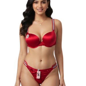 Luxury Printed Padded Bra Panty Set Crystal Straps Push-Up