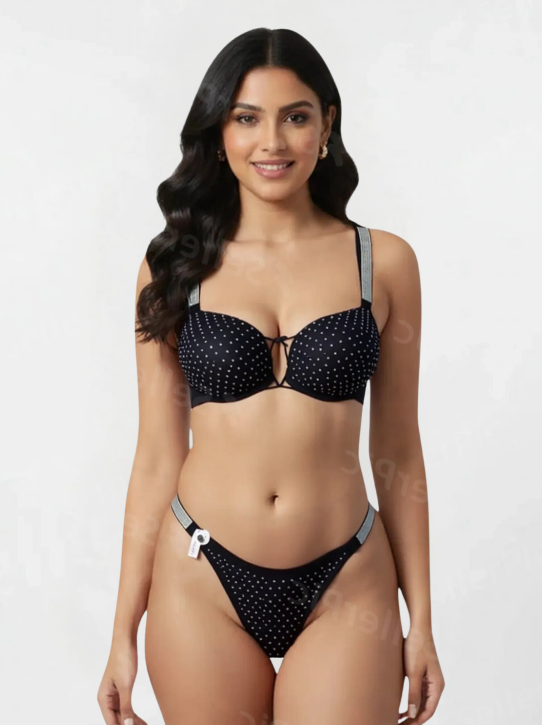 Moon Light Padded Bra & Matching Panty Set – Full Coverage Glitter Design