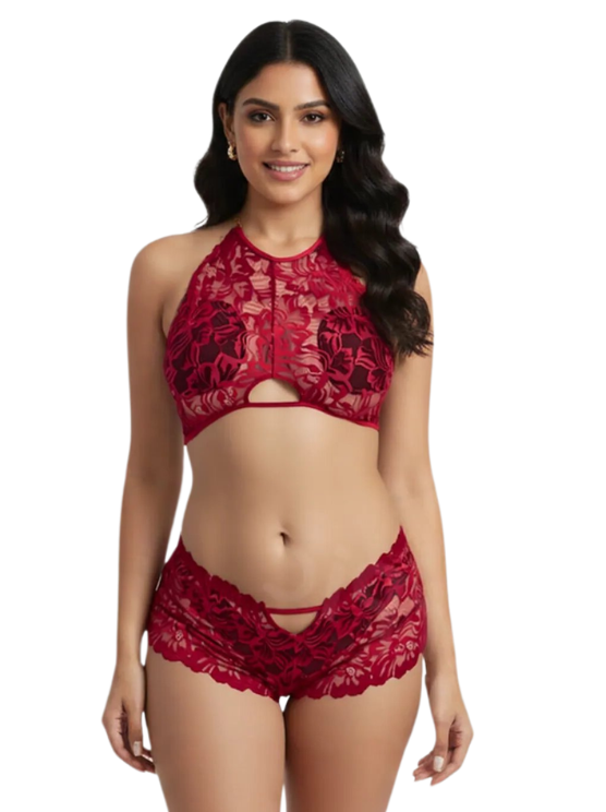 High-Neck Bralette & Cheeky Cut-Out Underwear