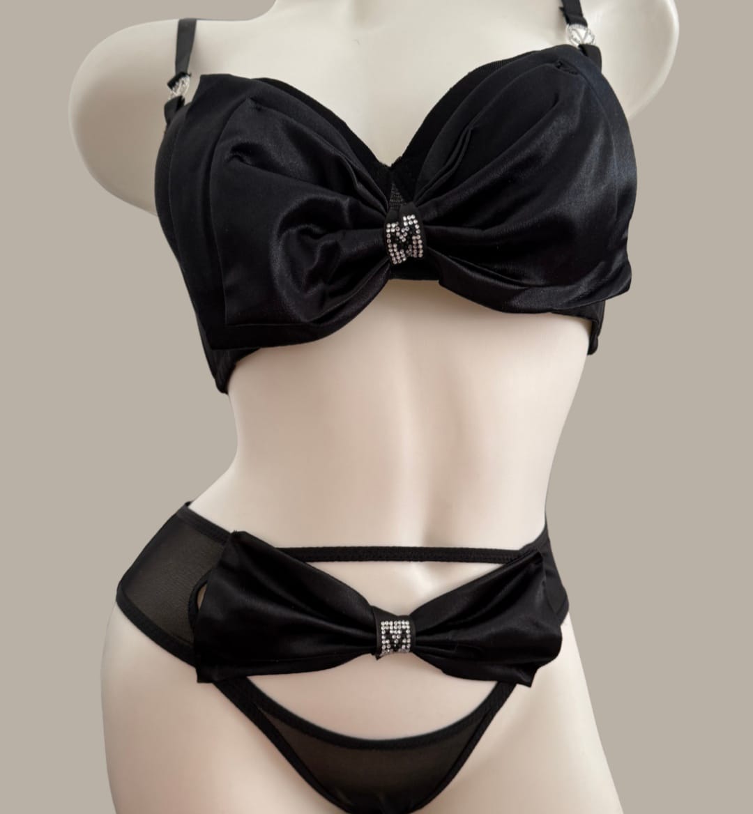 Elegant Satin Bow Bra & Panty – Inner Bazar Collection