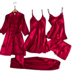 Luxury 5-Piece Satin & Lace Sleepwear Set Lingerie by Inner Bazar