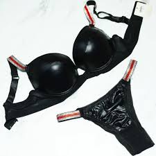 Push-Up Leather Padded Bra & Matching Panty Set - Image 2