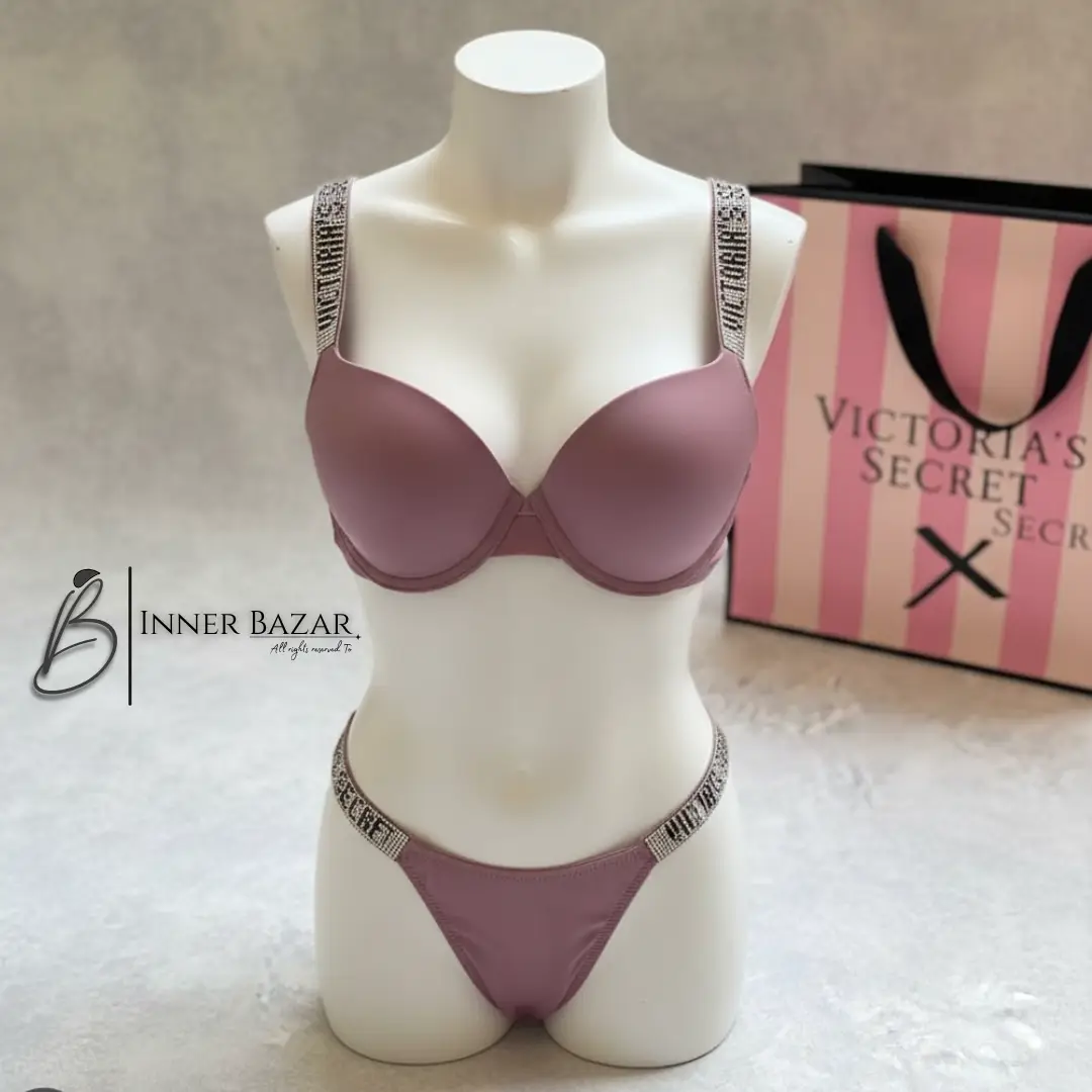 Victoria’s Secret Rhinestone Bra & Panty Set Luxury Padded Lingerie - Image 2