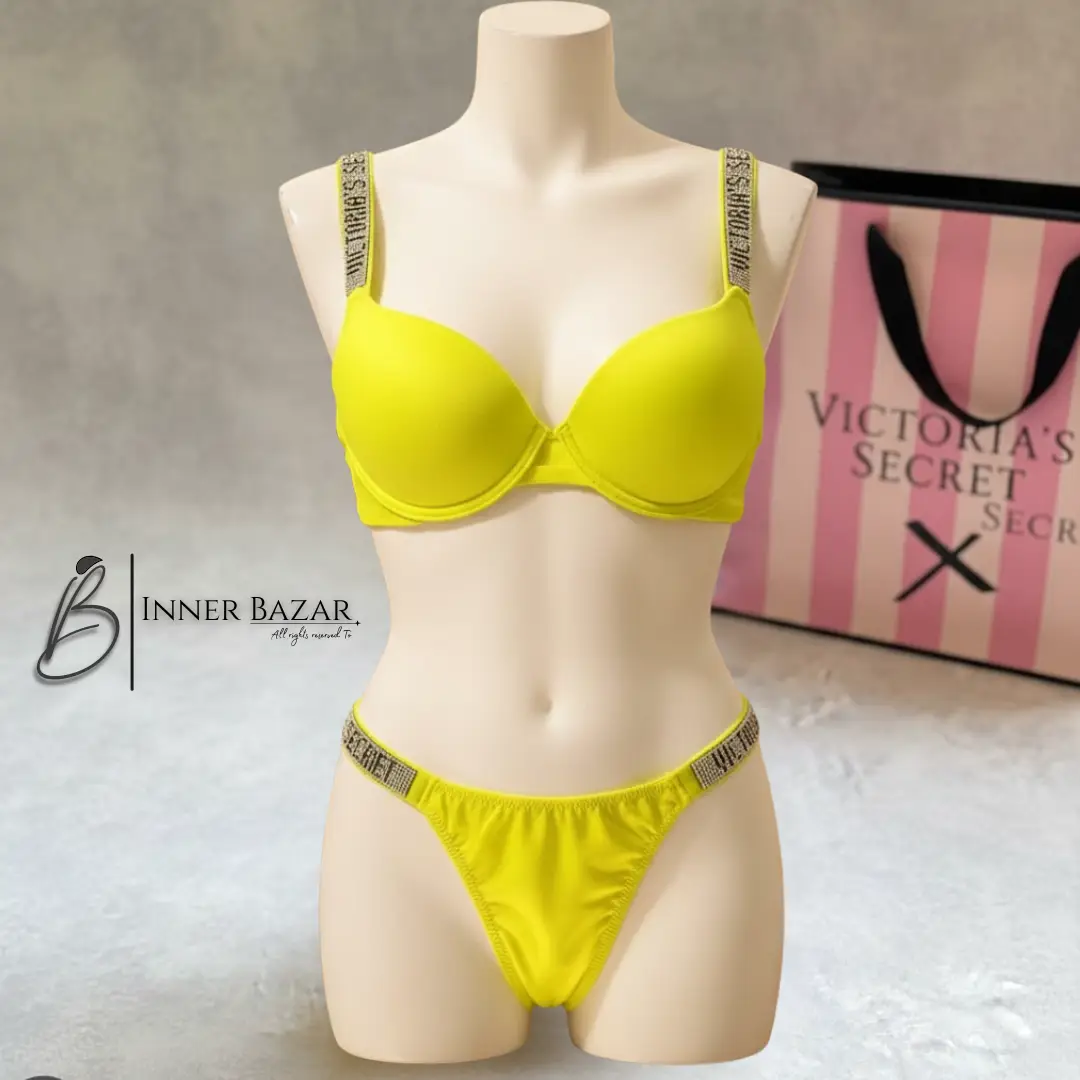 Victoria’s Secret Rhinestone Bra & Panty Set Luxury Padded Lingerie - Image 3