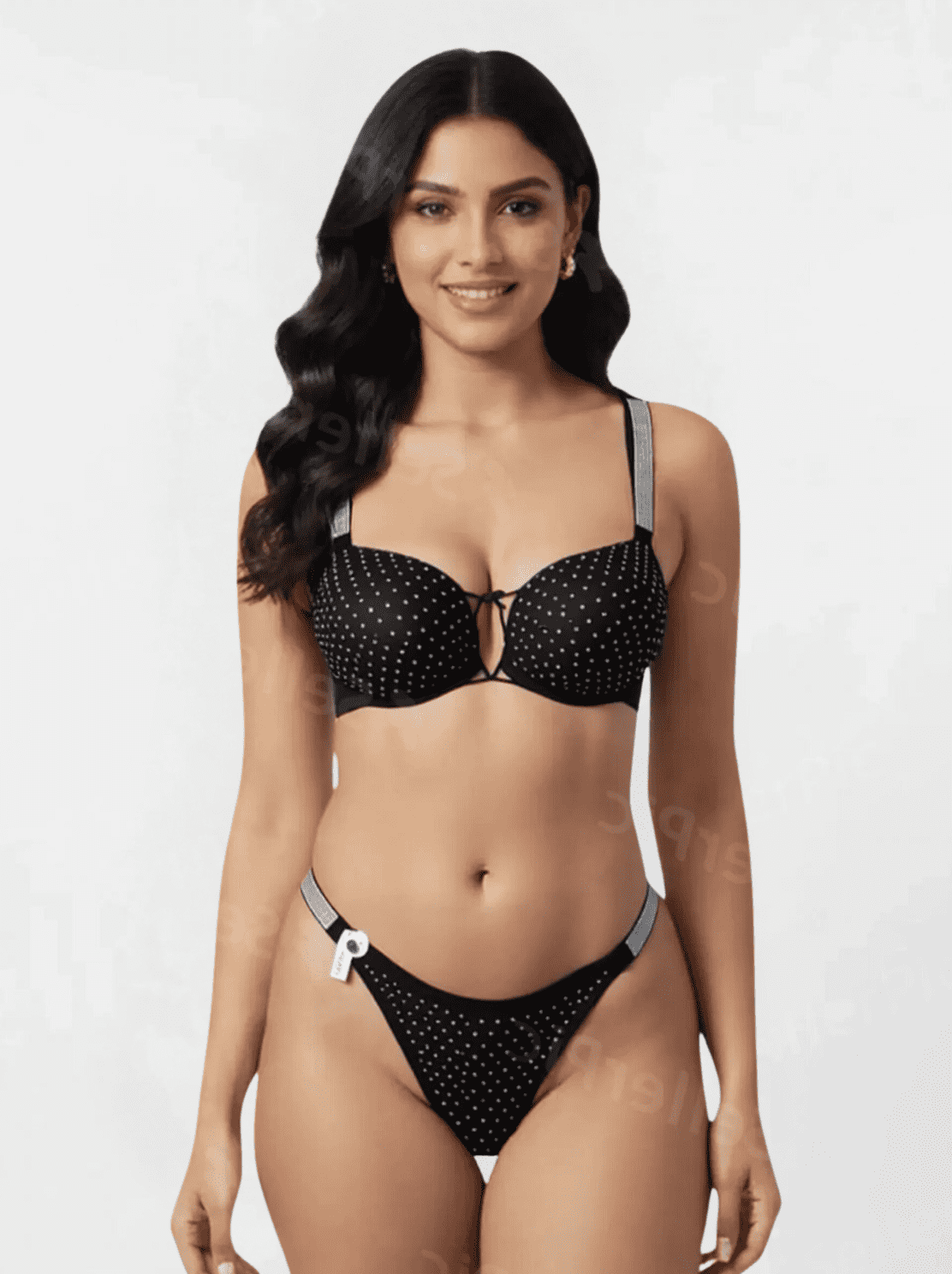 Moon Light Padded Bra & Matching Panty Set – Full Coverage Glitter Design