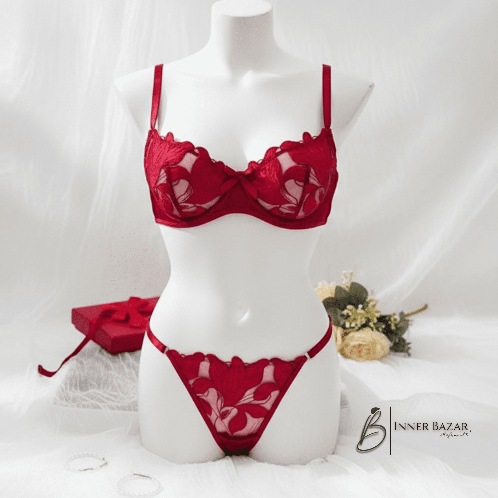 Tulip Underwire Bra & Thong Set – Romantic Sheer Design