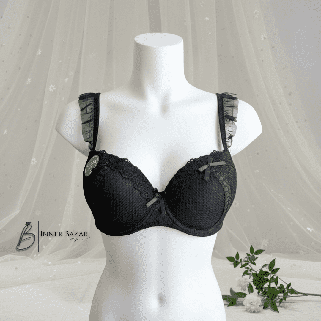 Frill Straps Lace Bra with Soft Pad | Inner Bazar