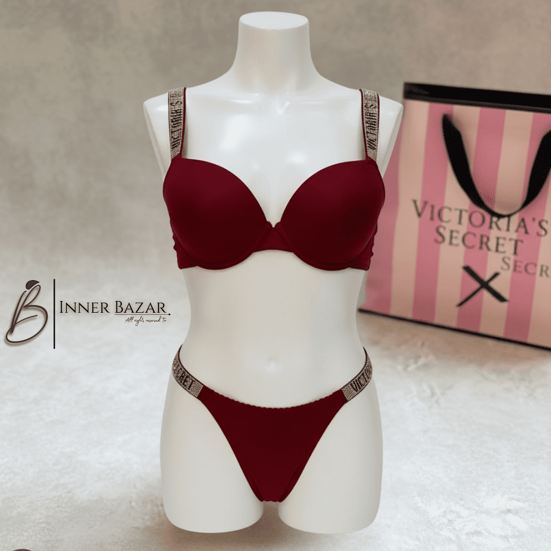 Victoria’s Secret Rhinestone Bra & Panty Set Luxury Padded Lingerie