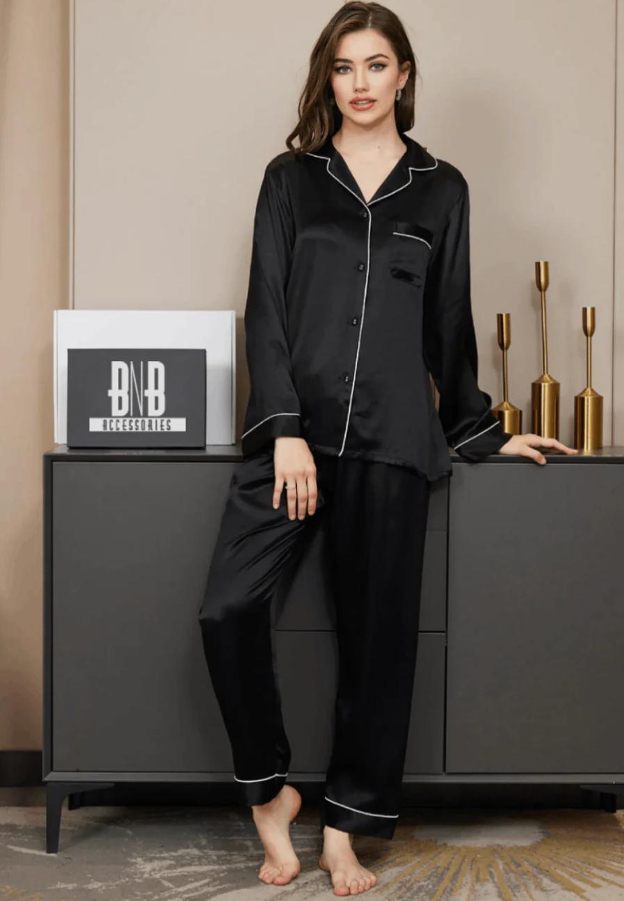Luxury Silk Satin Pajama Set for Women – 2 Piece Elegant Night Suit